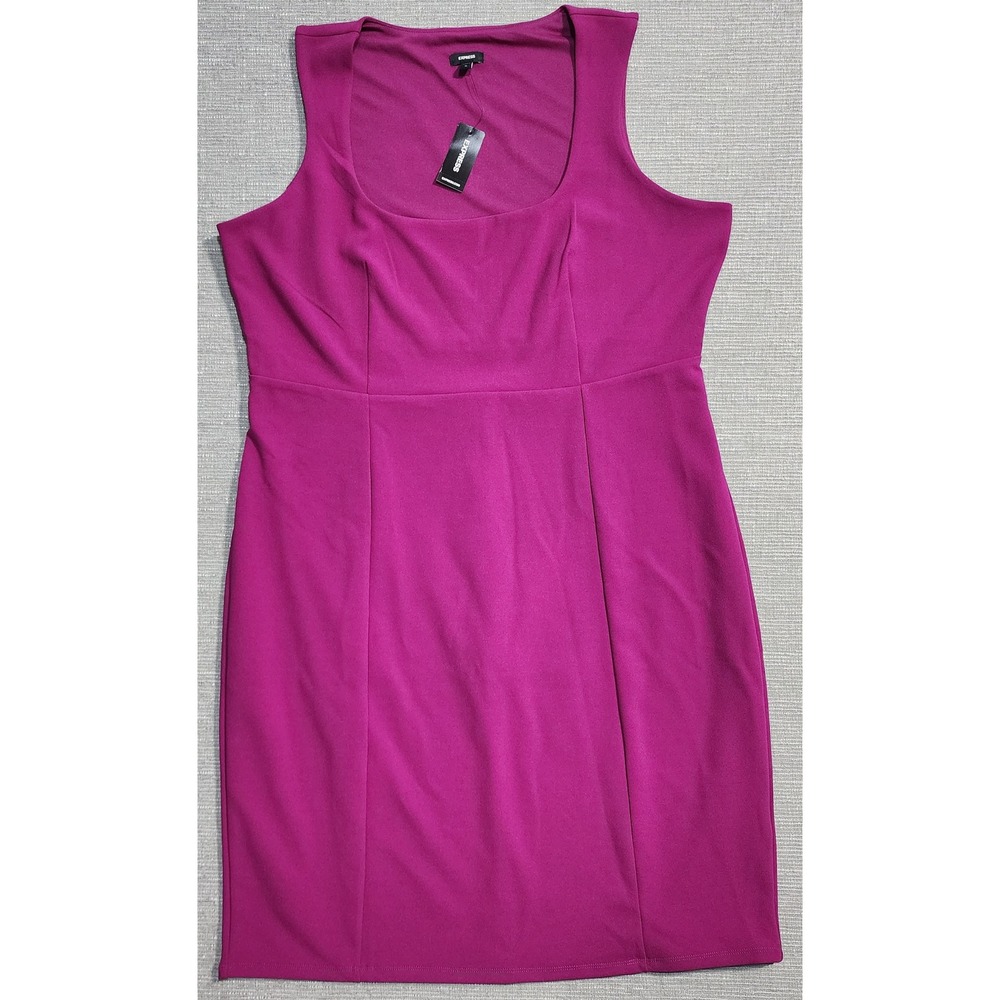 Express Cutout Back Sheath Dress XL Sleeveless Scoop Neck Stretch